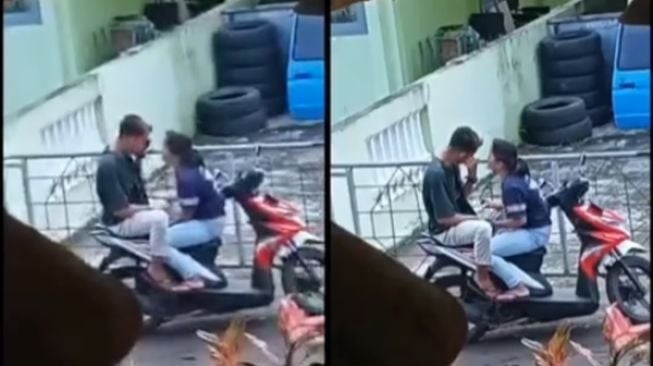 Sejoli Duduk Hadap-hadapan di Atas Motor, Cowoknya Malah Bikin Publik Salfok (instagram/@borobudur_media)