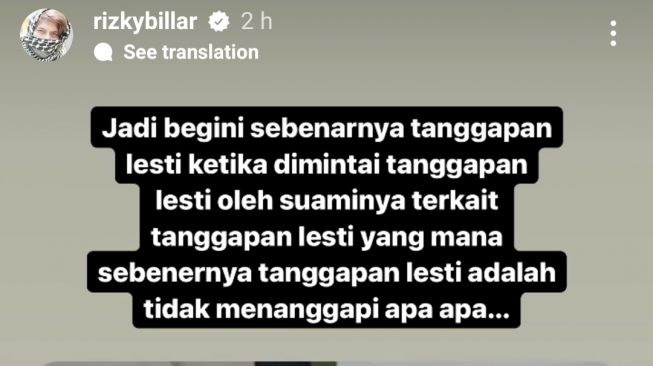 unggahan Rizky Billar (Instagram/@rizkybillar