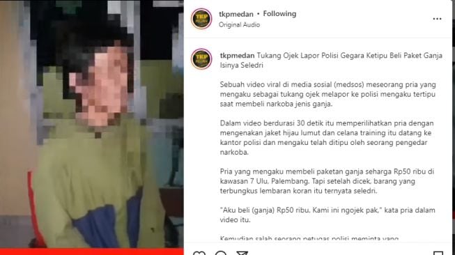 Tukang ojek ketipu beli ganja dapat daun seledri, eh malah lapor ke kantor polisi (Instagram)