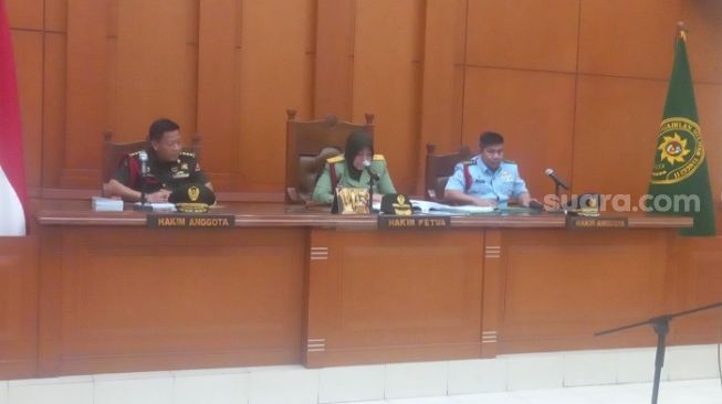 Sidang lanjutan kasus pembunuhan dua remaja sipil di Nagreg, Jawa Barat yang melibatkan Perwira menengah TNI Kolonel Infanteri Priyanto, Kamis (31/3/2022)