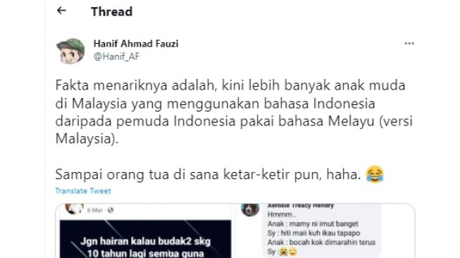 Anak Muda Malaysia Lebih Suka Pakai Bahasa Indonesia daripada Melayu, Orang Tua Ketar-ketir: Bilang Salam dari Binjai