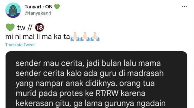 Viral Curhatan Warganet, Diduga Ada Guru Madrasah Tampar Anak Didik Gegara Berbuat Tak Senonoh di Kelas