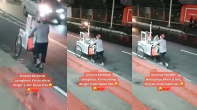 Viral Pedagang Keliling Ajak Anak Kerja, Ekspresi Semringah Lihat Jualan Ayahnya Laris Bikin Publik Terenyuh