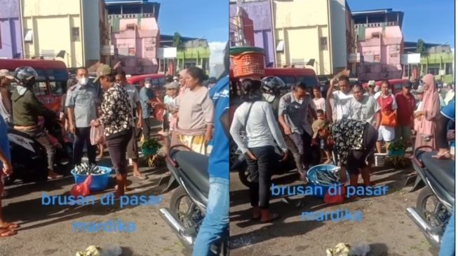 Terlibat Cekcok, Pegawai Dishub Diduga Tendang Wadah Berisi Ikan Pedagang Pasar