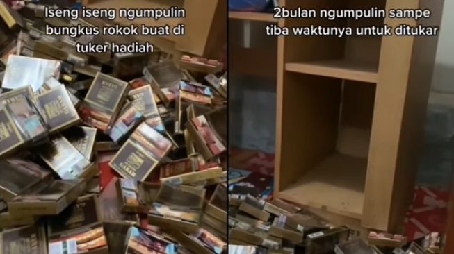 Pria Iseng Kumpulkan Bungkus Rokok Selama 2 Bulan, Jumlahnya Bikin Warganet Syok: Investor, Patut Diapresiasi