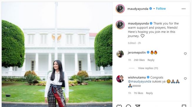 Maudy Ayunda terpilih menjadi Juru Bicara Pemerintah untuk Presidensi G20 Indonesia. (dok. Instagram/Maudy Ayunda)