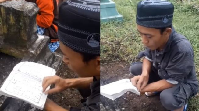 Datang Nyekar ke Makam, Pria Ini Bukannya Bawa Yasin Malah Baca Ini, Warganet Bingung: Mau Ketawa Atau Respect