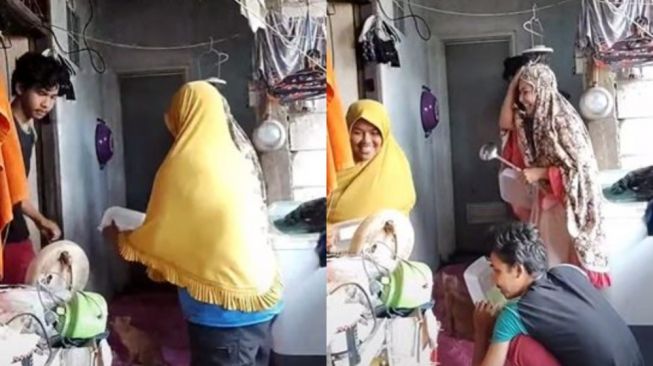 Kocak! Keluarga Ini Syukuran Sambut Adik Perempuannya Baru Mandi Pakai Red Carpet