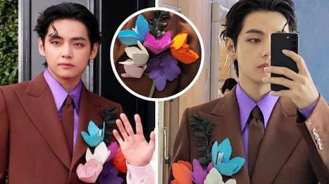 V BTS Dapat Sebutan Pria Berbaju Bunga dalam GRAMMY Awards 2022