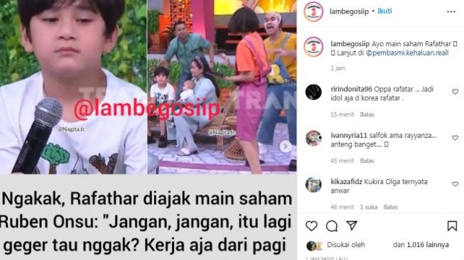 Unggahan soal Rafathar [Instagram/@lambegosiip]
