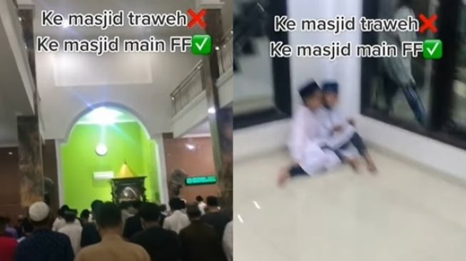 Bukan Ikut Salat Tarawih, Dua Bocil Malah Tepergok Lagi Mojok Nge-Game di Masjid