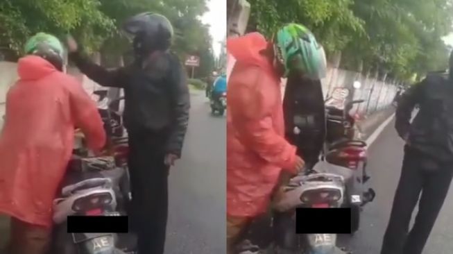Pria Diduga Oknum Polisi Pukul Kepala Driver Ojol Minta Tunjukkan Surat, Warganet Salfok Motornya: Kok Gak Ada Plat?