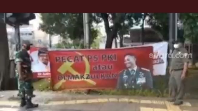 Marak Muncul Spanduk Panglima TNI PKI di Jakarta Pusat, Koramil dan Satpol PP Turun Tangan Tertibkan!