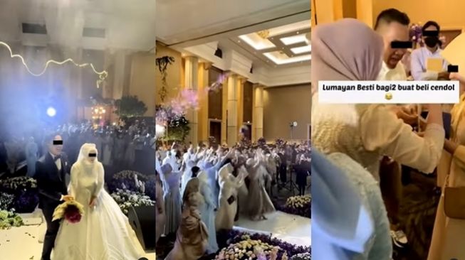 Pengantin lempar buket bunga bercampur uang 200 Dolar ke tamu pernikahan. (Instagram/@thebrideideas)