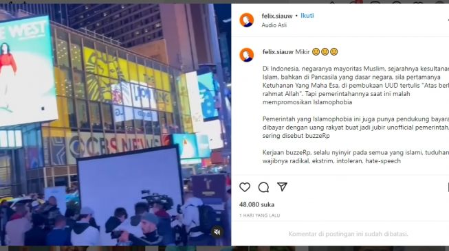 Tanggapi Salat Tarawih di Times Square AS, Felix Siauw Malah Sindir BuzzeRp Nyinyir Kegiatan Islami