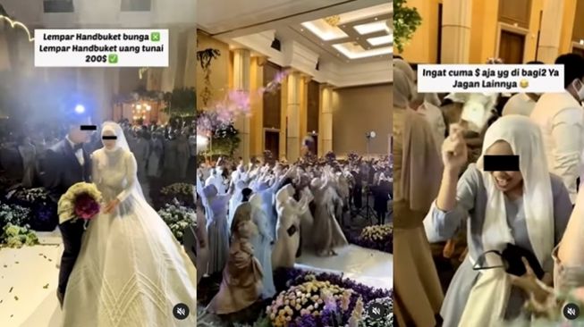 Sultan Abis! Bukan Bunga Biasa, Viral Pengantin Lempar Buket Uang 200 Dolar ke Tamu Pernikahan