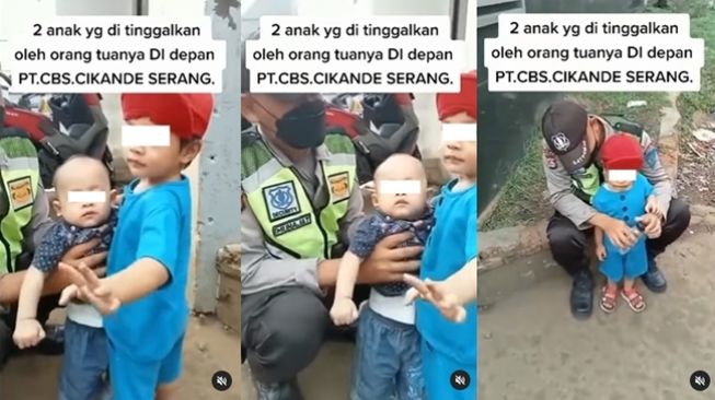 Tega Banget! 2 Bocah Diduga Ditelantarkan di Depan Pos Security Pabrik, Ekspresi Bingung Bikin Publik Terenyuh