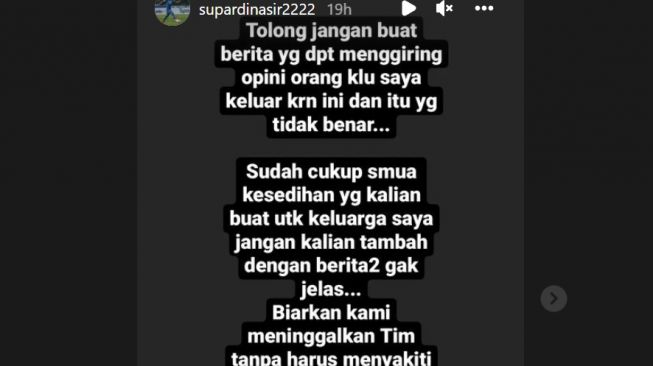 Tangkapan layar akun Instagram Supardi Nasir