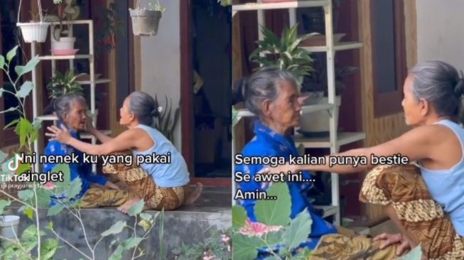 Gemas! Bestie Idaman Sudah Berteman 75 Tahun, Dua Nenek Ini Terekam Saling Curhat di Teras Rumah