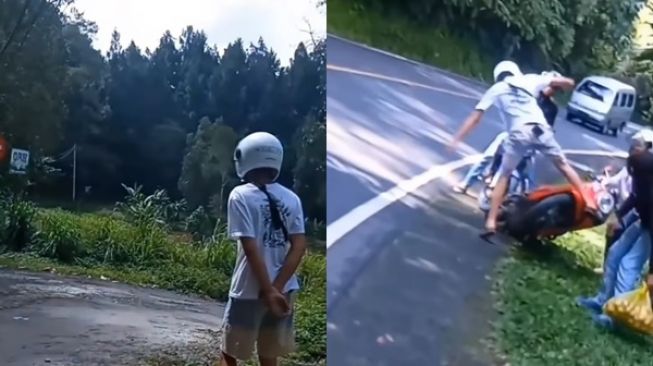 Viral Pria Ngamuk Tendang Motor di Pinggir Jalan, Diduga karena Kekasih Bersama Pria Lain