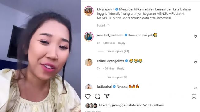 Pesan menohok Kiky Saputri di kasus Marshel Widianto [Instagram/@kikysaputrii]