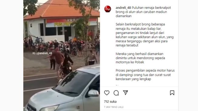 Puluhan Remaja Berknalpot Brong di Madiun Kena Jaring Polisi, Dorong Motor hingga Polsek