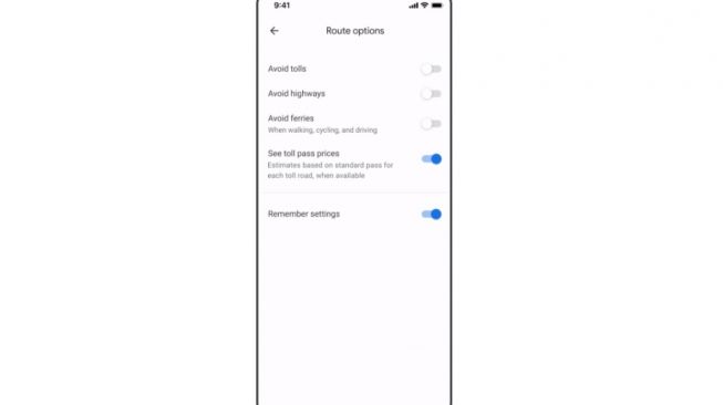 Fitur baru Google Maps, Toll Prices. [Google]
