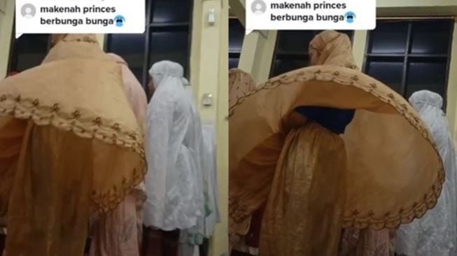 Wanita Ini Buat Salfok Jamaah Salat Tarawih Akibat Mukenanya Terbang, Warganet: Gaun Pengantin