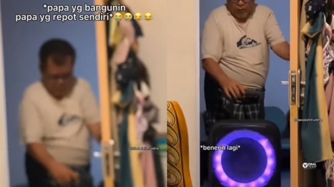 Kocak! Bangunkan Anak untuk Sahur, Bapak Ini Setel Musik Kencang Pakai Speaker