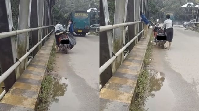 Viral Dua Wanita Buang Sampah ke Sungai, Aksinya Tuai Perdebatan Warganet: Begitu Banjir Salah Jokowi