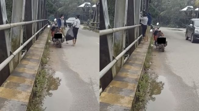 Viral Dua Wanita Buang Sampah ke Sungai, Aksinya Tuai Perdebatan Warganet (instagram/@memomedsos)