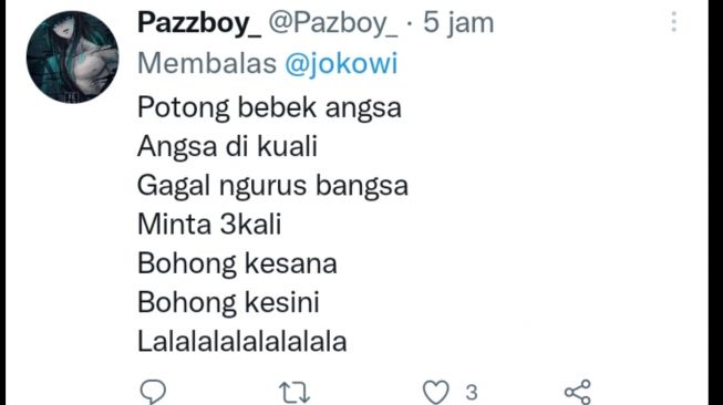 Netizen hujat Presiden Jokowi dengan pantun, (tangkap layar)