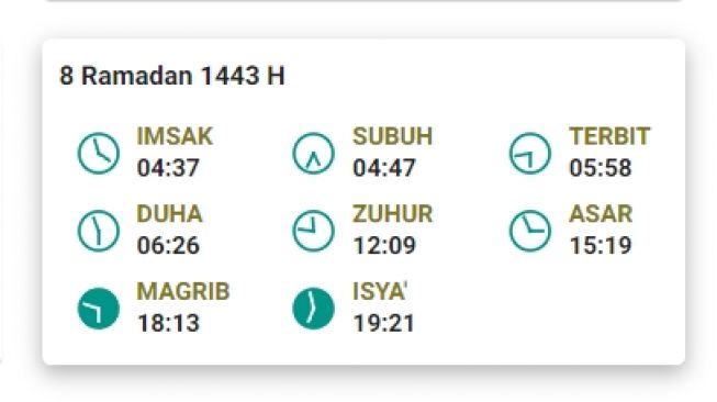 Jadwal Berbuka dan salat di Batam