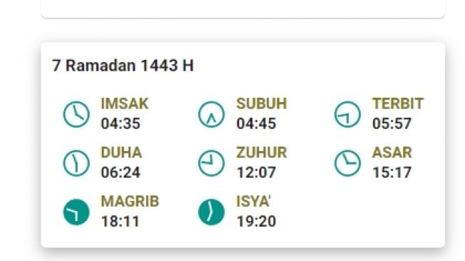 Jadwal Berbuka dan salat di Bintan