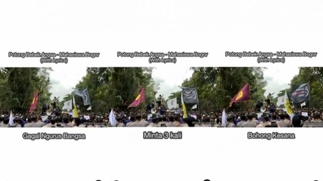 Viral yel-yel demo mahasiswa 'Potong Bebek Angsa' untuk menyindir isu Presiden Joko Widodo 3 periode. (Instagram/@sisiterangofficial)