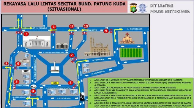 Demo 11 April, Ini Titik Pengalihan Arus Lalu Lintas di Sekitar Istana Negara dan DPR yang Dimulai Pukul 08.30 WIB