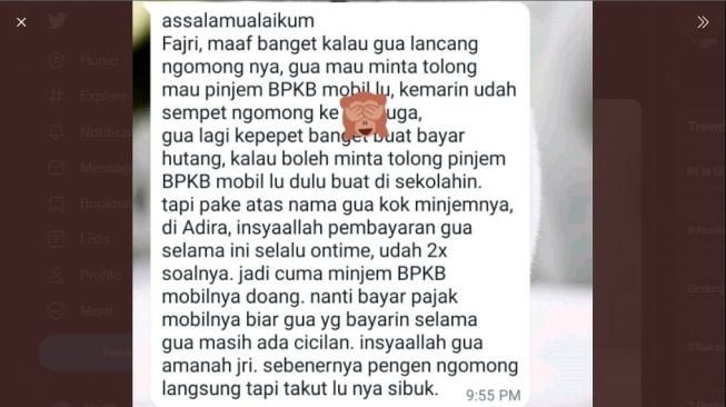 Bukan Uang, Seorang Teman Lancang Pinjam BPKB Mobil untuk Bayar Hutang, Warganet Geleng-geleng Kepala