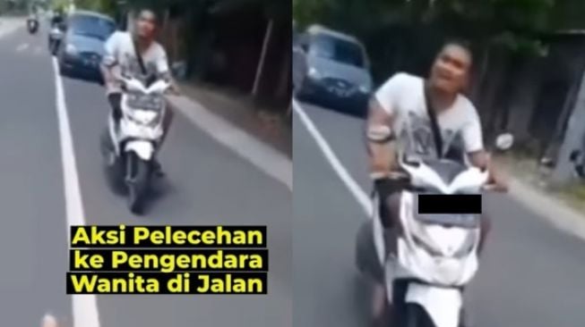 Meresahkan! Pria Naik Motor Sambil Colek-colek Wanita di Jalan, Pelaku Diduga ODGJ