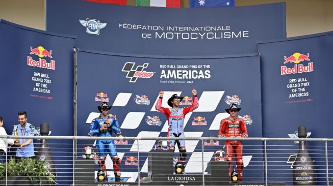 Enea Bastianini dari Gresini Racing yang didukung Federal Oil menjuarai MotoGP Amerika 2022 di COTA pekan lalu, Minggu (10/4/2022) [Federal Oil].