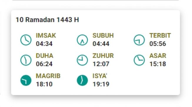 Jadwal Berbuka dan salat di Bintan