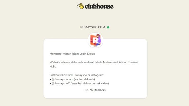 Rumaysho.com. [Clubhouse]