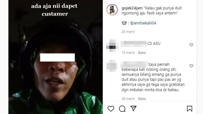 Driver ojol curhat ditipu customer usai menunggu bayaran setengah jam lebih. (Instagram/@gojek24jam)