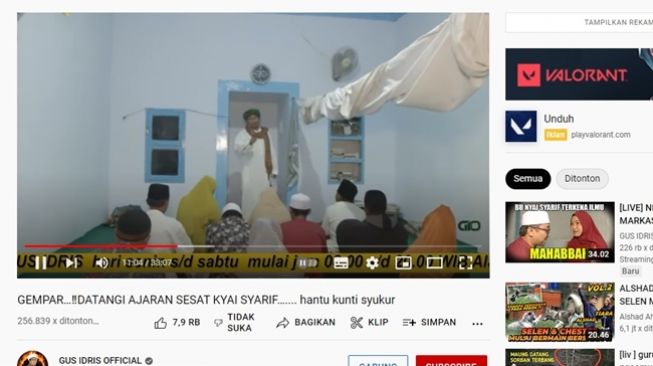 Tangkapan layar konten asli dan lengkap dari video dakwah kiai yang mengizinkan merokok serta berhubungan suami istri saat siang hari di bulan Ramadan. (YouTube/Gus Idris Official)