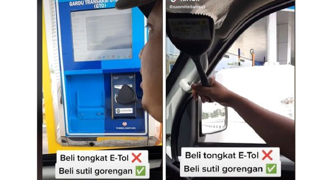 Alat dapur bernama sotil digunakan untuk membayar tol (TikTok)