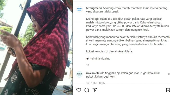 Beli Mystery Box Harap Dapat Power Bank Malah Mangkuk, Emak-emak Tarik Tas Kurir Mau Ambil Uang