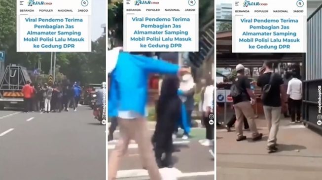 Geger Video Massa Demo Antre Pembagian Jas Almamater di Samping Mobil Polisi, Sosok Perekam Jadi Sorotan