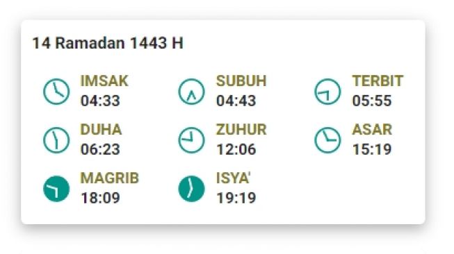 Jadwal Imsakiyah dan salat Subuh di Tanjungpinang