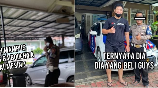 Ternyata anggota polisi yang menjadi pembeli mesin motor Yamaha tersebut (TikTok)