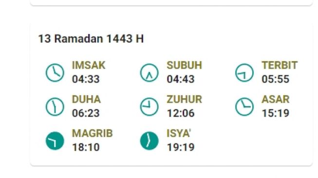 Jadwal Berbuka dan salat di Tanjungpinang