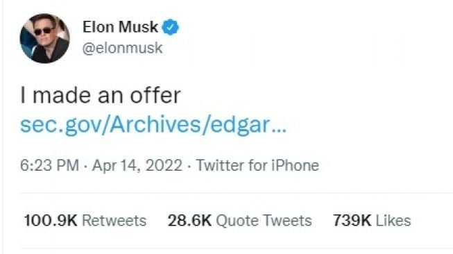 Cuitan Elon Musk. [Twitter]